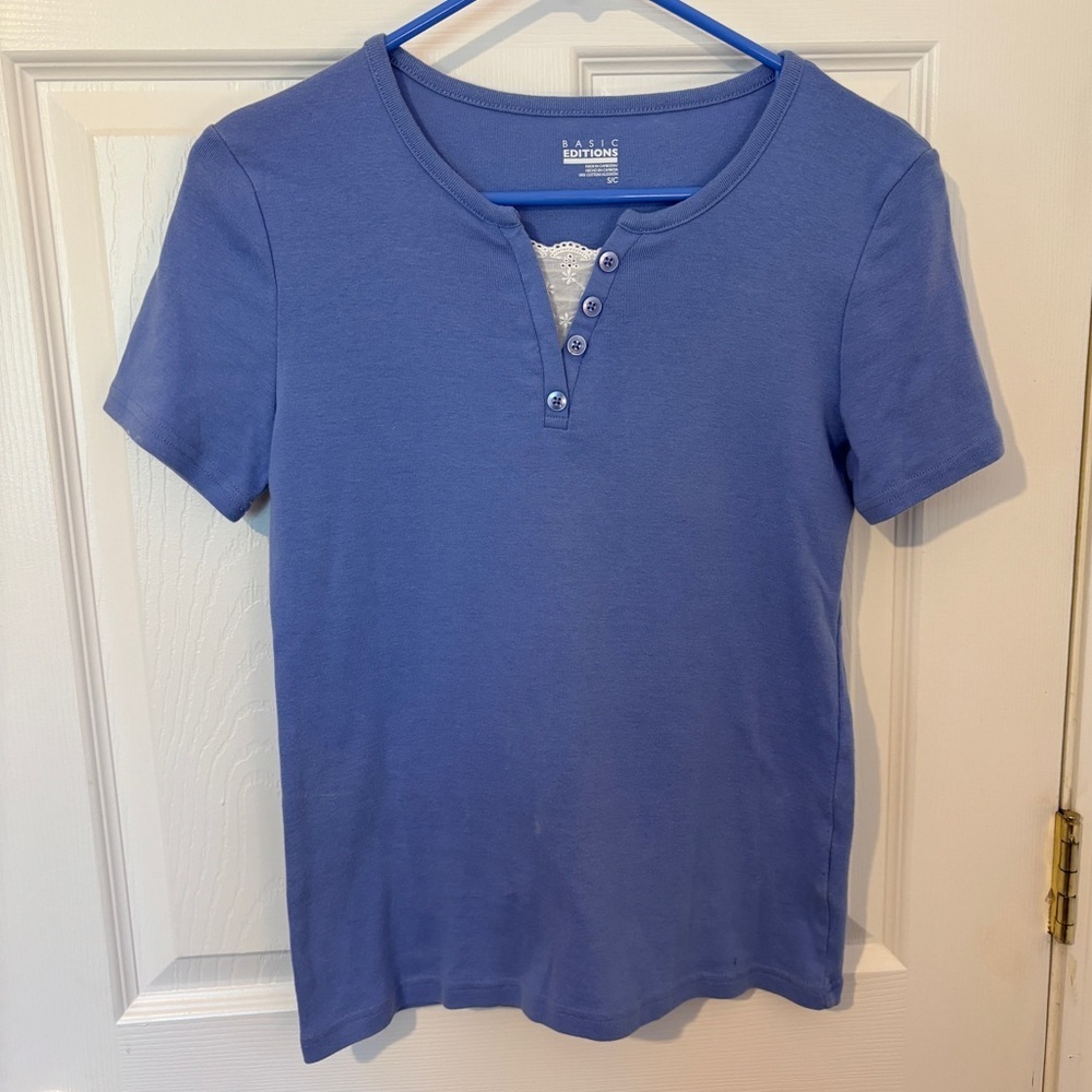 Vintage Women’s Basic Editions Blue T-Shirt  SZ Small